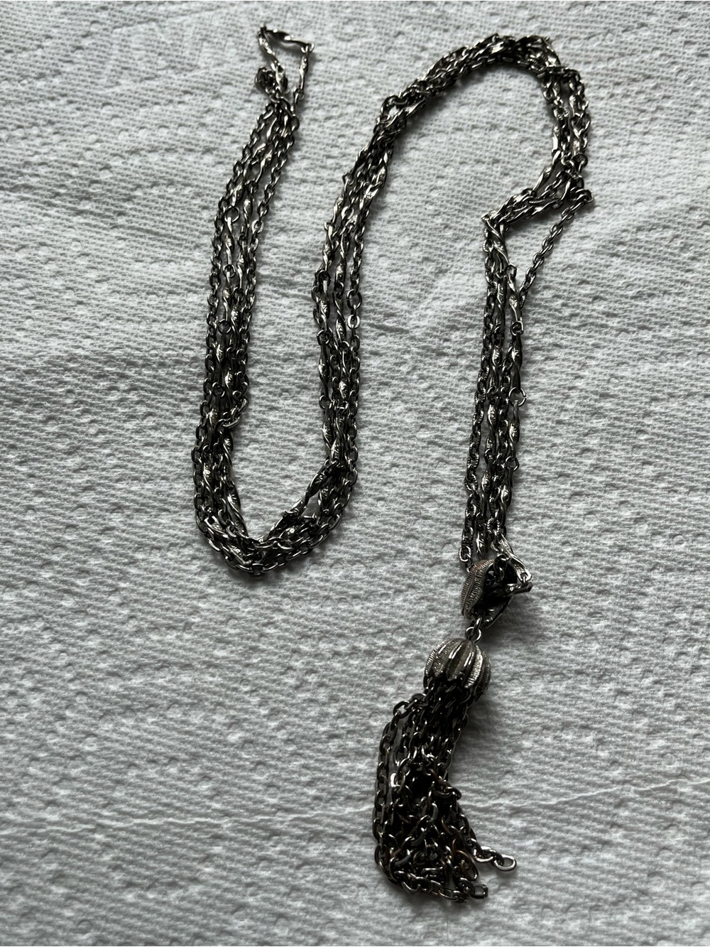 Vintage Silver-Tone Multi-Strand Tassel Necklace